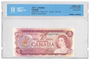 1974  Dollars The Bank of Canada REPLACEMENT NOTE CCCS Graded UNC-63