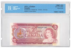 1974  Dollars The Bank of Canada REPLACEMENT NOTE CCCS Graded UNC-65