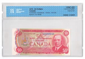 1975  Dollars The Bank of Canada REPLACEMENT Banknote CCCS Graded UNC-63