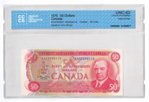 1975  Dollars The Bank of Canada REPLACEMENT Banknote CCCS Graded UNC-63