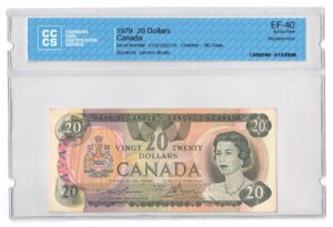 1979  Dollars The Bank of Canada REPLACEMENT Banknote CCCS Graded EF-40