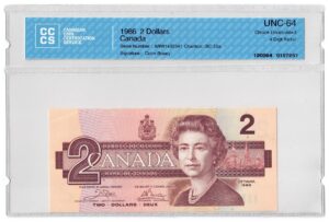 1986  Dollars Bank of Canada CCCS Graded UNC-64 FOUR DIGIT RADAR