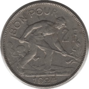 1924 Luxembourg 2 Francs Coin (Weiller# 270 KM# 36 Schn# 18)
