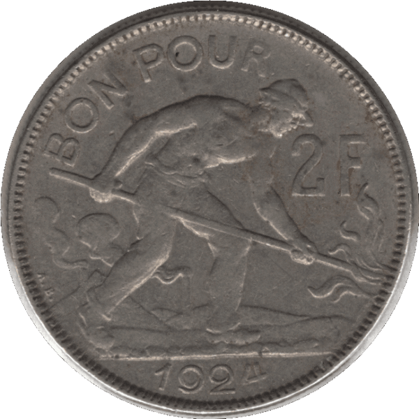 1924 Luxembourg 2 Francs Coin (Weiller# 270 KM# 36 Schn# 18)