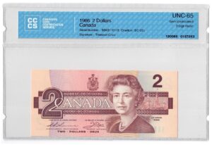 1986  Dollars The Bank of Canada CCCS Graded UNC-65 THREE DIGIT RADAR