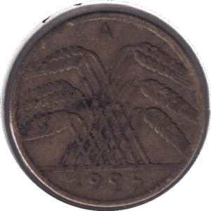 1925 Germany 10 Pfennigs Coin CLIPPED PLANCHET ERROR (KM# 40)