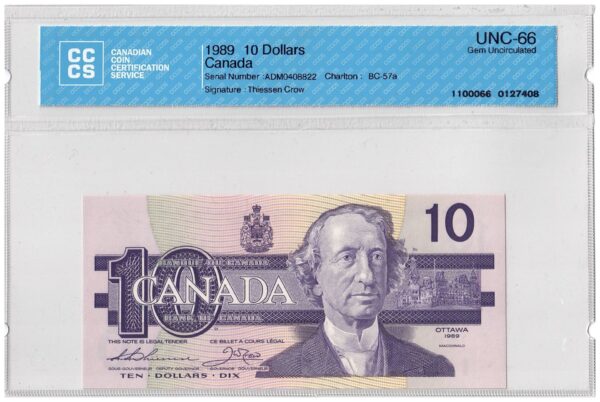 1989  Dollars The Bank of Canada CCCS Graded UNC-66