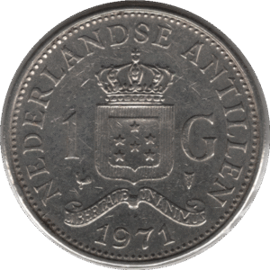 1971 Netherlands Antilles 1 Gulden Coin (KM# 12 Schn# 53)