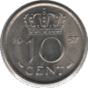 1957 Netherlands 10 Cents Coin (KM# 182 Schn# 66)