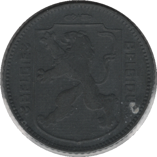 1942 Belgium 1 Franc Coin WWII Issue Dutch Type (KM# 128 LA# BFM-100 Schn# 88)