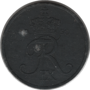 1950 Denmark 5 Øre Coin Key Date (KM# 843 Schn# 57)