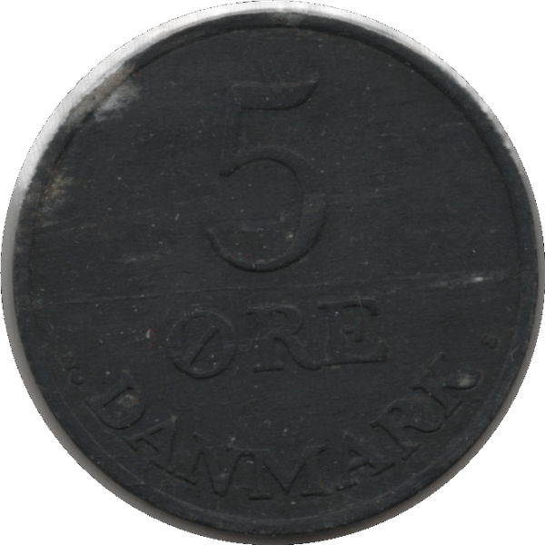 1950 Denmark 5 Øre Coin Key Date (KM# 843 Schn# 57)