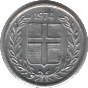 1974 Iceland 10 Aurar Coin (KM# 10a Schn# 13a SIEG# 14)