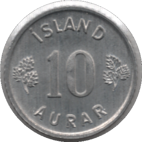 1974 Iceland 10 Aurar Coin (KM# 10a Schn# 13a SIEG# 14)