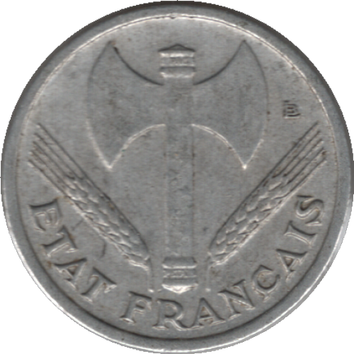 1942 France 50 Centimes Coin (Franc 2014# 195 Gad 1789# 425 KM# 914.1 Schn# 212.1)