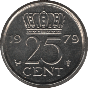1979 Netherlands 25 Cents Coin (KM# 183 Schn# 67)
