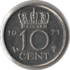 1971 Netherlands 10 Cents Coin (KM# 182 Schn# 66)