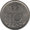 1957 Netherlands 10 Cents Coin (KM# 182 Schn# 66)