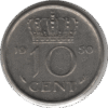 1950 Netherlands 10 Cents Coin (KM# 182 Schn# 66)