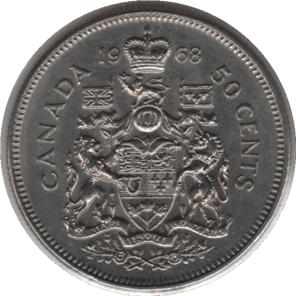 '1968 Canada 50 Cents Coin Partial ''A'' (KM# 75.1 KM# 75.3 Schn# 65)'