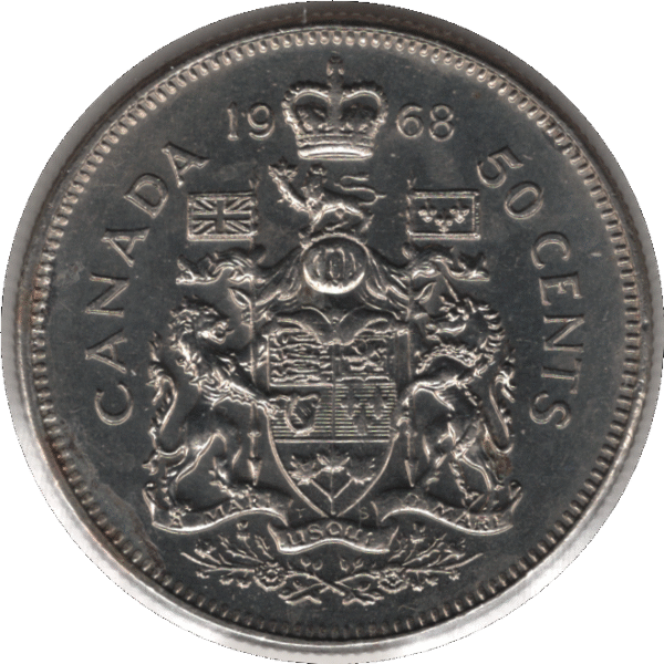 '1968 Canada 50 Cents Coin Missing ''A'' (KM# 75.1 KM# 75.3 Schn# 65)'