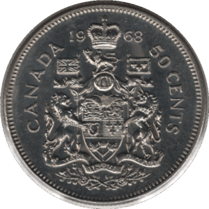 '1968 Canada 50 Cents Coin Missing ''A'' (KM# 75.1 KM# 75.3 Schn# 65)'