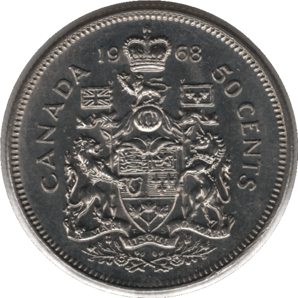 '1968 Canada 50 Cents Coin Missing ''A'' (KM# 75.1 KM# 75.3 Schn# 65)'
