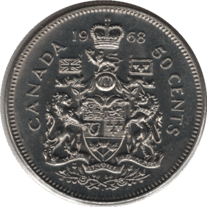 '1968 Canada 50 Cents Coin Partial ''A'' (KM# 75.1 KM# 75.3 Schn# 65)'