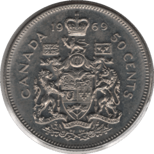 1969 Canada 50 Cents Coin (KM# 75.1 KM# 75.3 Schn# 65)