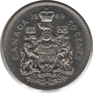 1969 Canada 50 Cents Coin (KM# 75.1 KM# 75.3 Schn# 65)