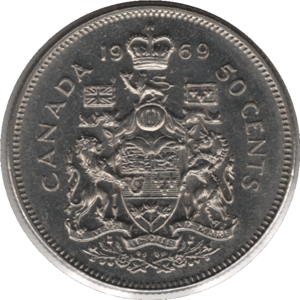 1969 Canada 50 Cents Coin (KM# 75.1 KM# 75.3 Schn# 65)