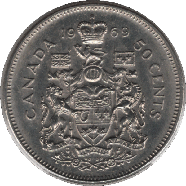 1969 Canada 50 Cents Coin (KM# 75.1 KM# 75.3 Schn# 65)