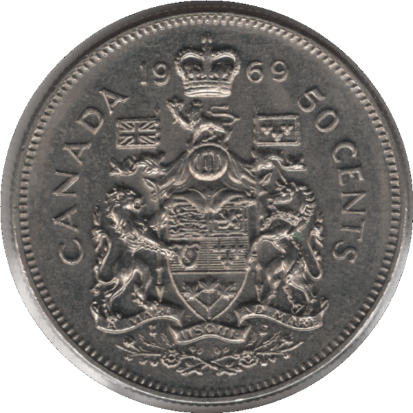 '1969 Canada 50 Cents Coin Partial ''A'' (KM# 75.1 KM# 75.3 Schn# 65)'