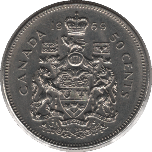 1969 Canada 50 Cents Coin (KM# 75.1 KM# 75.3 Schn# 65)