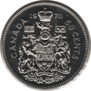 1970 Canada 50 Cents Coin (KM# 75.1 KM# 75.3 Schn# 65)