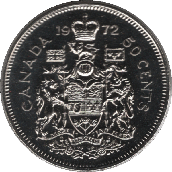 1972 Canada 50 Cents Coin (KM# 75.1 KM# 75.3 Schn# 65)
