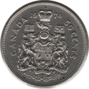 1974 Canada 50 Cents Coin (KM# 75.1 KM# 75.3 Schn# 65)