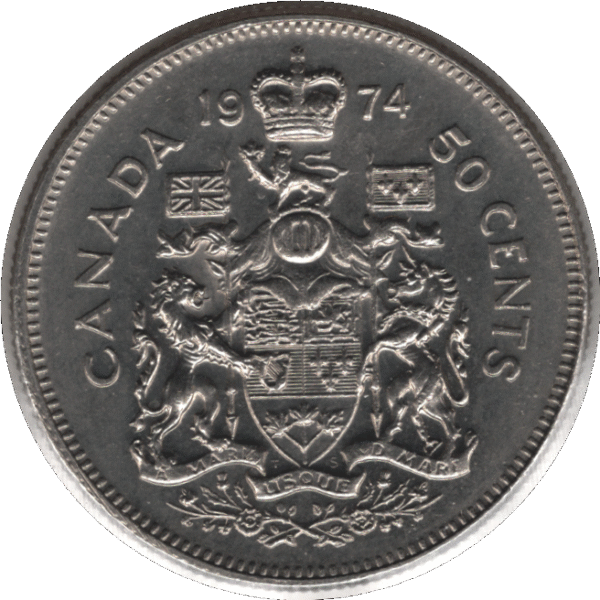 '1974 Canada 50 Cents Coin Partial ''A'' (KM# 75.1 KM# 75.3 Schn# 65)'