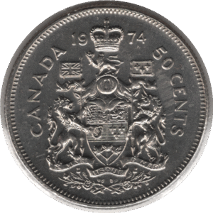 '1974 Canada 50 Cents Coin Partial ''A'' (KM# 75.1 KM# 75.3 Schn# 65)'