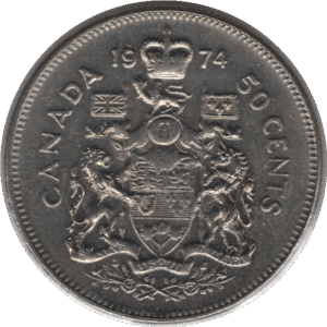 '1974 Canada 50 Cents Coin Missing ''I'' & ''A'' (KM# 75.1 KM# 75.3 Schn# 65)'