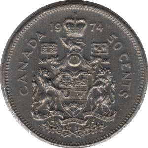 '1974 Canada 50 Cents Coin Missing ''A'' (KM# 75.1 KM# 75.3 Schn# 65)'