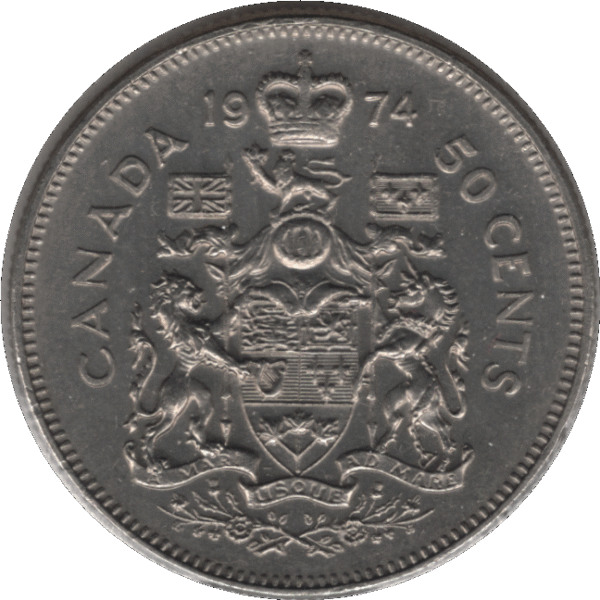 '1974 Canada 50 Cents Coin Missing ''A'' (KM# 75.1 KM# 75.3 Schn# 65)'
