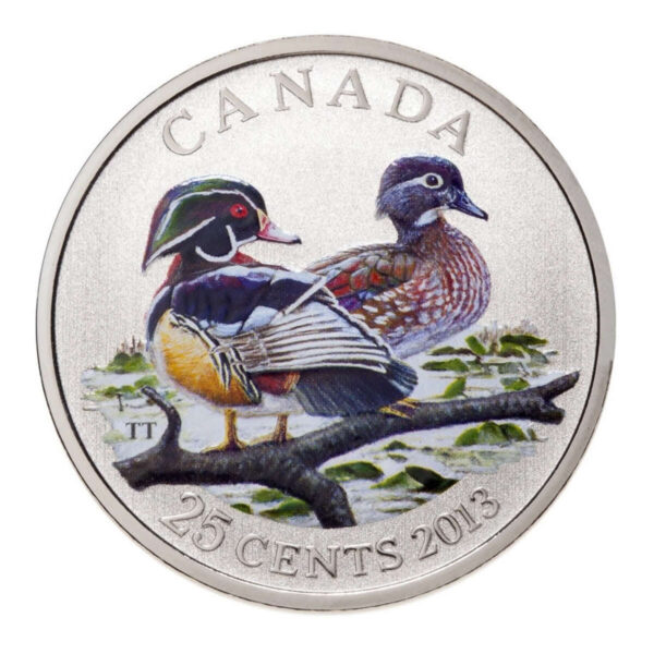 2013 25c Ducks of Canada: Wood Duck - Coloured Coin