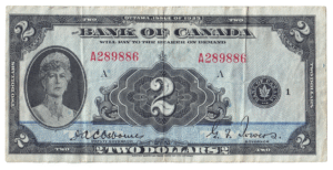 1935 2 Dollars The Bank of Canada A Prefix