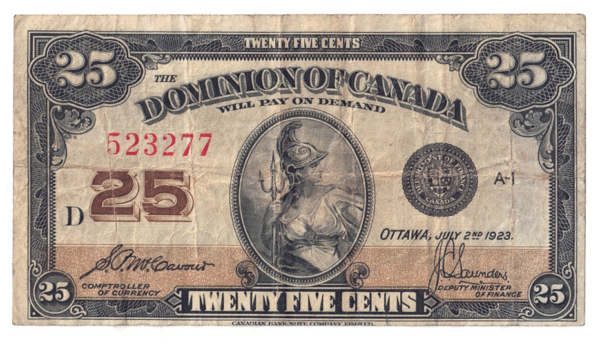 1923 25 Cents Dominion of Canada