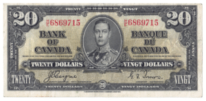 1937 20 Dollars The Bank of Canada H/E Prefix H/E6869715