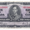 1937 10 Dollars Bank of Canada C/T Prefix