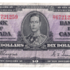 1937 10 Dollars The Bank of Canada H/T Prefix