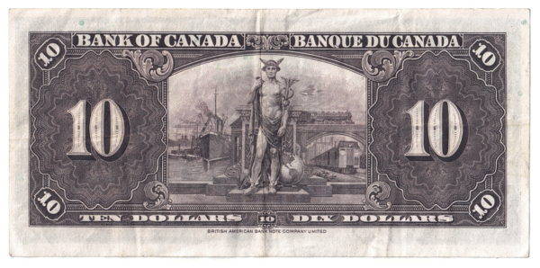1937 10 Dollars The Bank of Canada H/T Prefix
