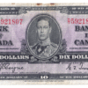 1937 10 Dollars The Bank of Canada D/T Prefix D/T5921807